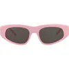 Balenciaga 53mm Rectangle Sunglasses In Pink Silver Grey