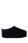 Balenciaga Suede Mules With Rounded Toe And Elevated Platform Sole In Black