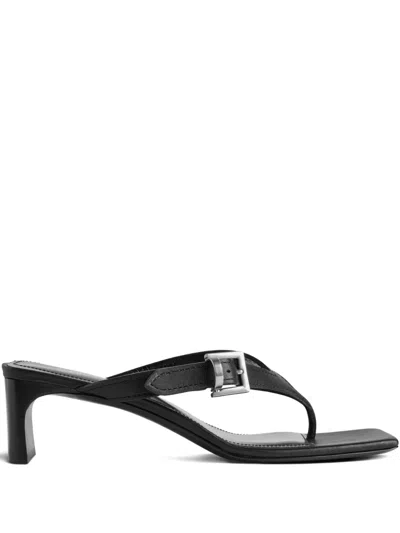 Balenciaga 55mm Buckle-fastening Square-toe Sandals In Black