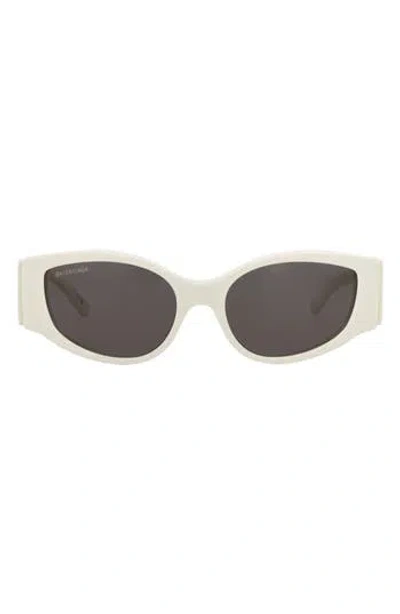 Balenciaga 56mm Oval Sunglasses In White