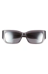 Balenciaga 56mm Rectangular Sunglasses In Gray