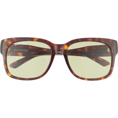Balenciaga 56mm Square Sunglasses In Havana Green