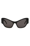 Balenciaga Rectangular Acetate Sunglasses In Black