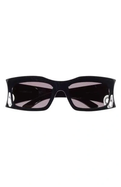 Balenciaga 58mm Rectangular Sunglasses In Black