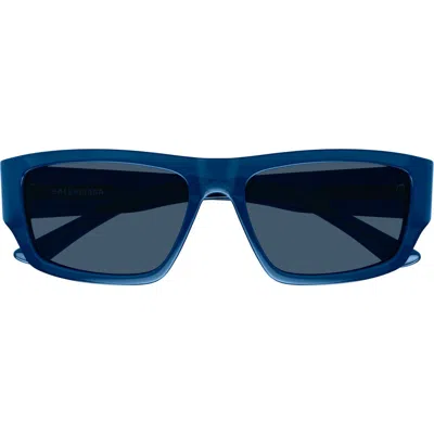 Balenciaga Eyewear Rectangular Frame Sunglasses In Blue
