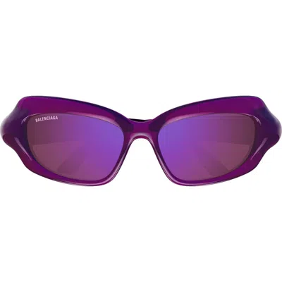 Balenciaga 59mm Rectangular Sunglasses In Violet