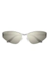 Balenciaga 65mm Oversize Cat Eye Sunglasses In Silver