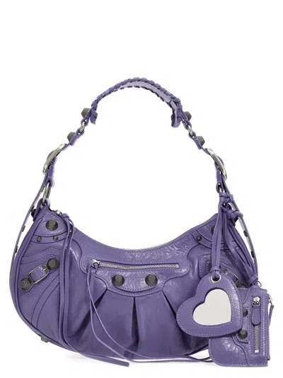 BALENCIAGA LIGHT PURPLE LEATHER LE CAGOLE S SHOULDER BAG