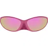 Balenciaga Aluminum Wrap Sunglasses In Pink