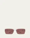 Balenciaga 76mm Metal Rectangular Sunglasses In Multi