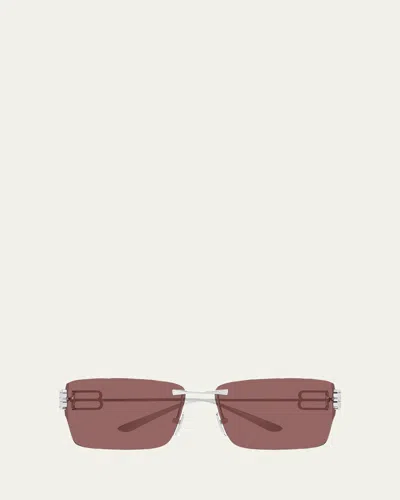 Balenciaga 76mm Metal Rectangular Sunglasses In Multi