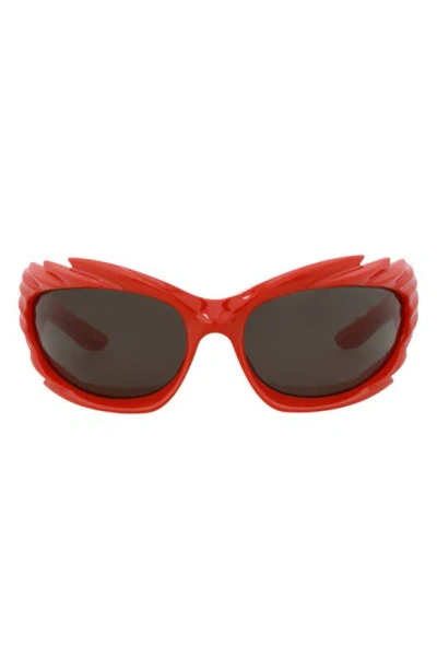 Balenciaga 78mm Wrap Sunglasses In Red