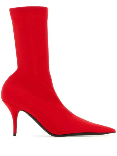 Balenciaga Red Fabric Knife Ankle Boots In Red