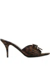Balenciaga Printed Satiin Knife Bow Mules In Brown