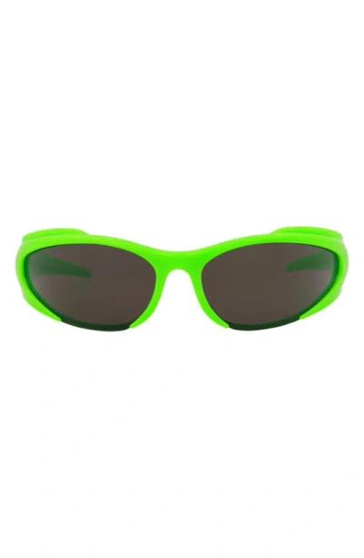 Balenciaga 80mm Wrap Sunglasses In Green Green Grey