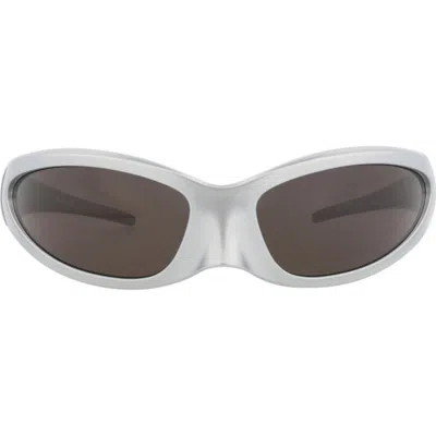 Balenciaga 80mm Wraparound Sunglasses In Silver