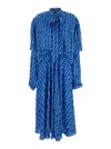 Balenciaga Midi Dress With Bow And Print In Beige