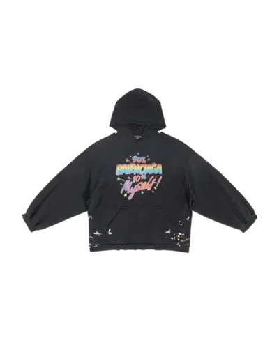 Balenciaga 90/10 Slogan-print Hoodie In Black