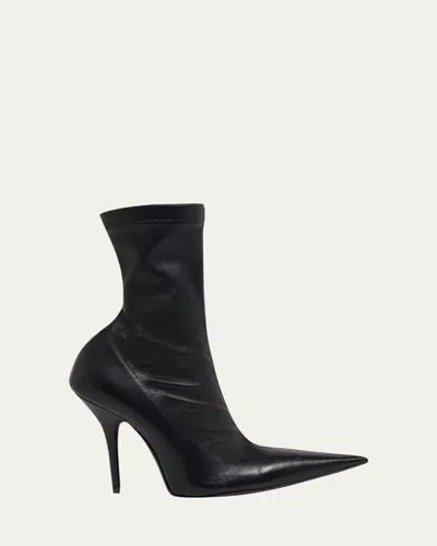 Balenciaga 90mm Avenue Leather Ankle Boots In Black