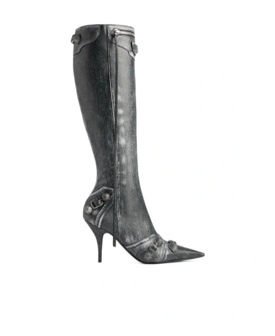 Balenciaga 90mm Cagole Leather Boots In Black