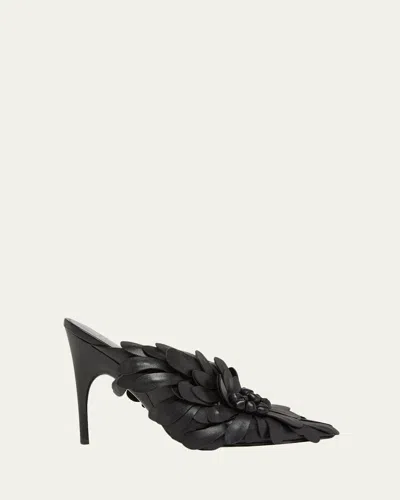 Balenciaga 90mm Flowers Leather Mule Pumps In Black