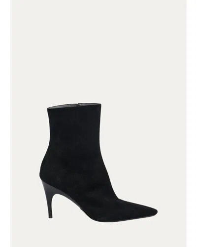 Balenciaga 90mm Suede Ankle Boots In Black