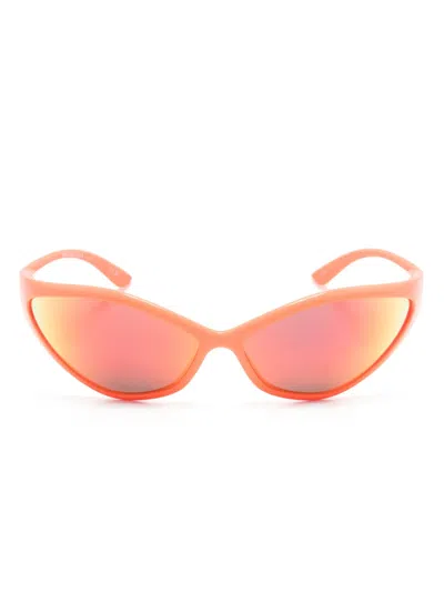 Balenciaga 90s Oval Sunglasses In Orange