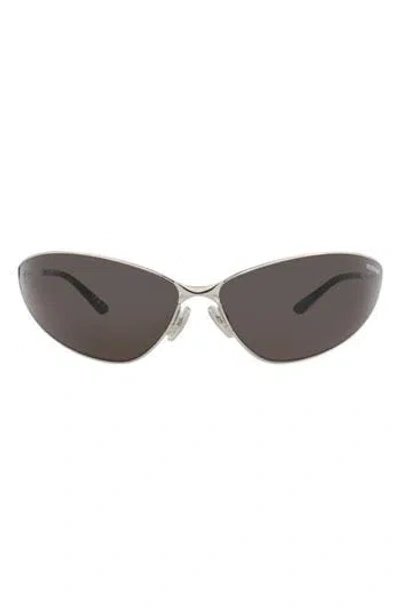 Balenciaga 93mm Shield Mirrored Sunglasses In Silver