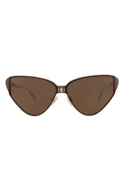Balenciaga 99mm Cat Eye Sunglasses In Gold Gold Brown