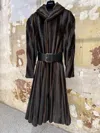 Balenciaga A-line Faux Fur Coat In Brown