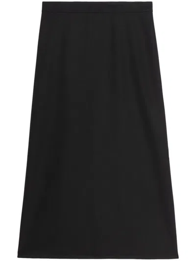 Balenciaga A-line Flared Wool Skirt In Black