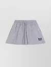 Balenciaga Grey Miniskirt With Logo Embroidery On The Front And Elastic Drawstring Waist In Cotton Woman