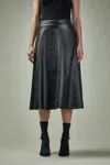Balenciaga Midi Flared Leather Skirt In Black