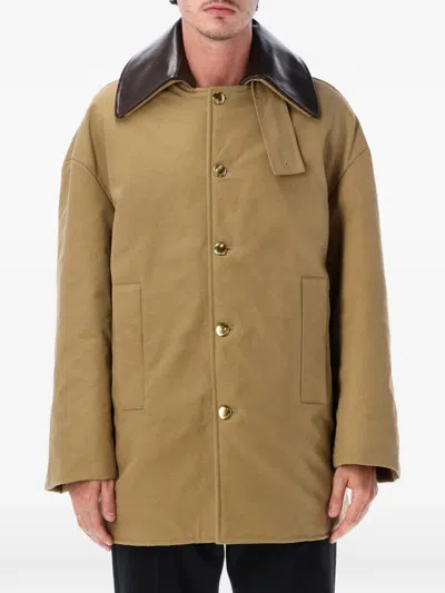 Balenciaga Heavy Cotton Caban With Removable Leather Collar In Transparent