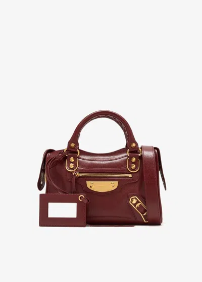 Balenciaga Mini Le City Upt Handbag In Burgundy