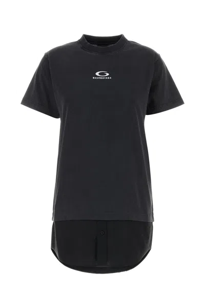 BALENCIAGA BALENCIAGA SLATE COTTON T-SHIRT DRESS
