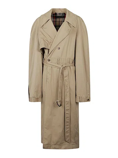 Balenciaga Cotton Trench Coat In Beige