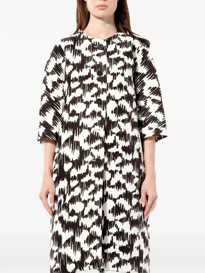 Balenciaga Abstract-pattern Button-up Coat In Black