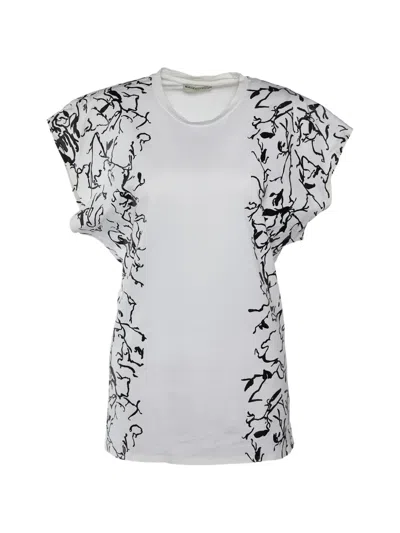 Pre-owned Balenciaga Abstract-print Crew-neck T-shirt In White