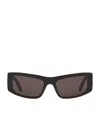 Balenciaga Black Logo Rectangular-frame Sunglasses In Black