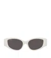 Balenciaga Logo-print Oval-frame Sunglasses In White