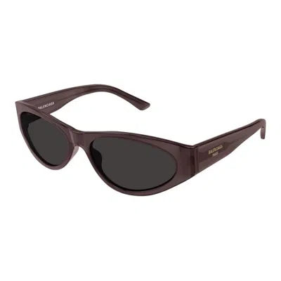 Balenciaga Violet-violet-grey Acetate Sunglasses In Brown