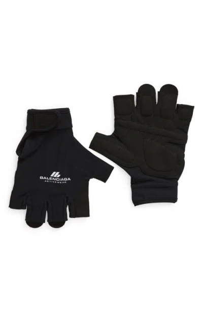 Balenciaga Activewear Fingerless Gloves In 1081 Black/ Reflective