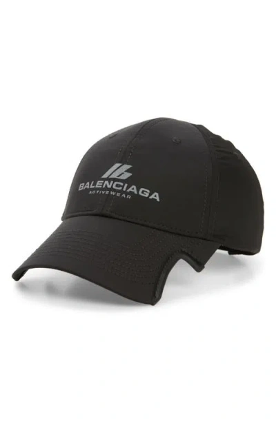 Balenciaga Activewear Logo Baseball Cap In 1081 Black/reflective