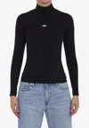 Balenciaga Activewear Logo High-neck Top In Black