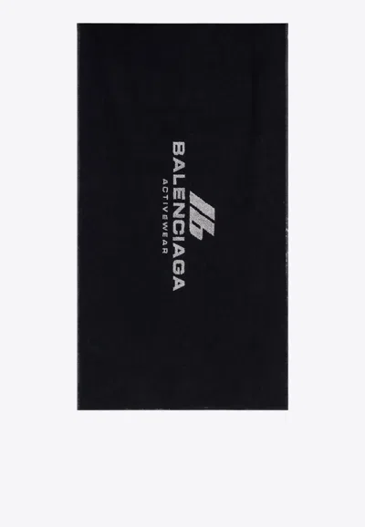 Balenciaga Activewear Logo Jacquard Towel In Black