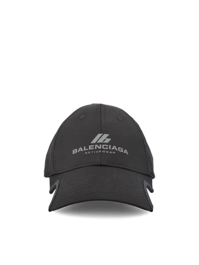 Balenciaga Activewear Logo Printed Cap In Black