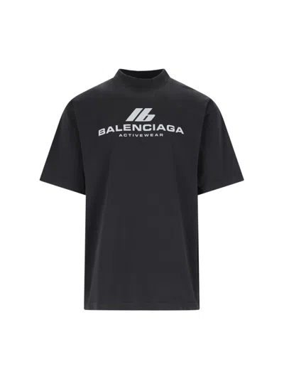 Balenciaga "activewear" Logo T-shirt In Black  