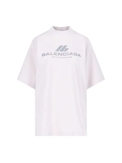 Balenciaga Activewear Cotton T-shirt In Light Grey