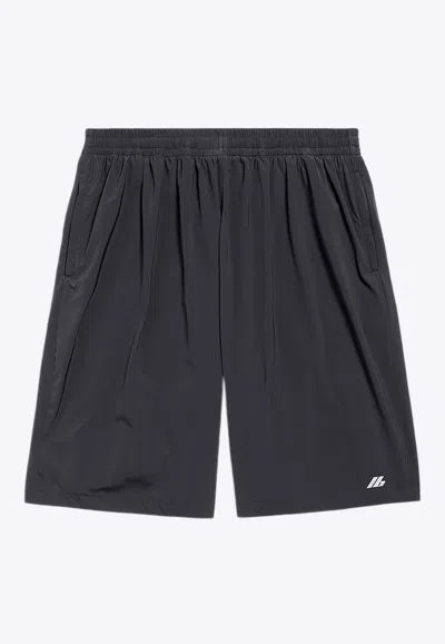 Balenciaga Activewear Stretch Bermuda Shorts In Black